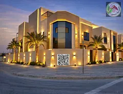 Opposite the mosque, a corner stone villa with central air conditioning, 3 floors, registration fees