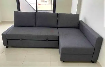Gray L-shaped Sofa Bed with Storage - Right Corner