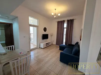Furnished 1BR Apartment | Burj Sabah JVC | Balcony & City Views