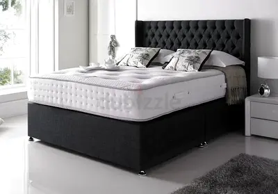 King Size Divan Bed with Upholstered Headboard (Dark Grey)