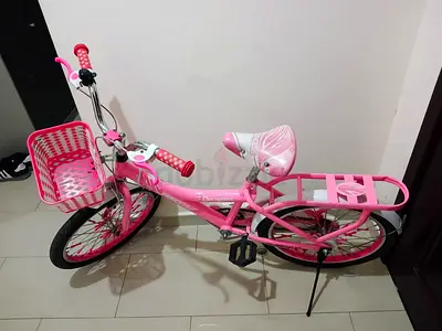 Pink Kids Bicycle with Basket and Rear Rack - Good Condition