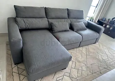 Ikea Eskilstuna L shape sofa bed Dark Grey L-shaped 3-seater Sofa with Chaise - Good Condition