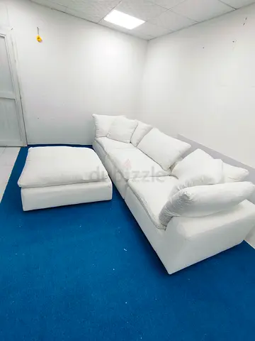Marina Homes luscious linen cloud feather 🪶 filled modular sofa with ottoman