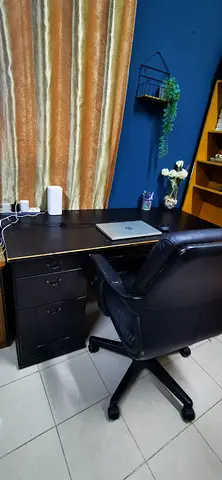 Wooden Office Desk with Drawers and Executive Chair - Good Condition