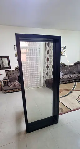2 Mirrors (1st Full-Length Free-Stand70x170 rectangular  black frame.2nd 100×100 square brownframe)