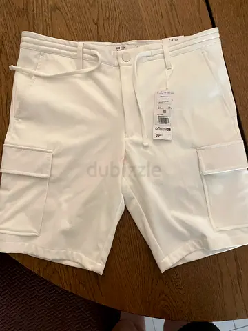 New White Cargo Shorts - Size M (With Tags)