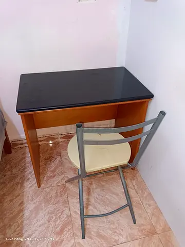 Compact study desk top granite with chair - good condition