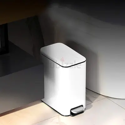 Badeimer 5 Liter White Pedal Trash Bin - Small Bathroom/Kitchen Bin
