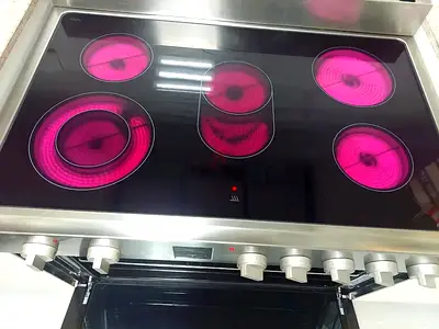 BOSCH LATEST MODEL full electric ceramic 5 hobs stove oven fan cooking range 90x60 digital timer tou