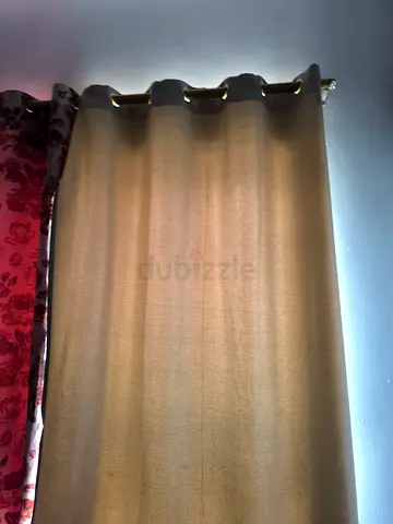 Pan Emirates Pair of Beige Eyelet blackout curtains -2 full set with sheer and rods