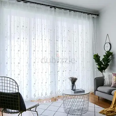 White Sheer Floral Curtains - Full-Length Panel Set