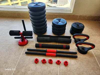 Adjustable Dumbbell and Home Workout Set — Plates, Bars, Push-up Handles, Ab Roller Yoga mat with ra