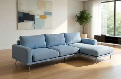 Bocancept L shape sofa Grey Light Blue Modern L-Shaped Sofa with Right Chaise