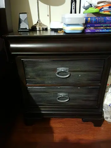 Dark Wood Nightstand / Bedside Table with 2 Drawers/Bed with storage