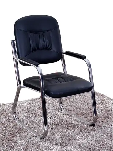 Black Leather Visitor/Office Chair with Chrome Frame-6620