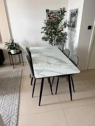Modern 6-Seater Dining Table Set. Tempered Glass. Home Centre. With Chairs