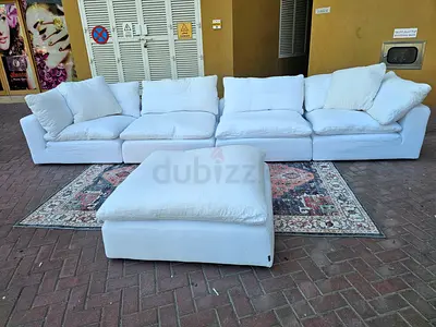 White 5 peices marina home luscious sofa  footstool