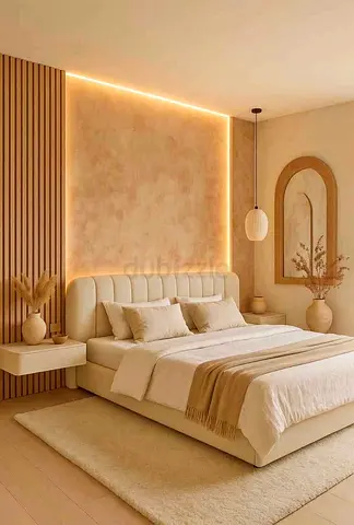 Elegant Queen size fully customisable bedframe in soft Fabric Hydraulic storage can be installed