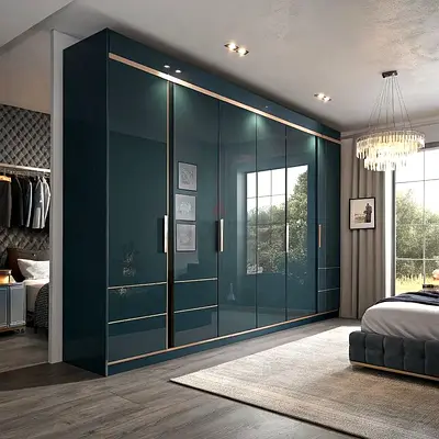 Large Modern Glossy Wardrobe with Sliding Doors