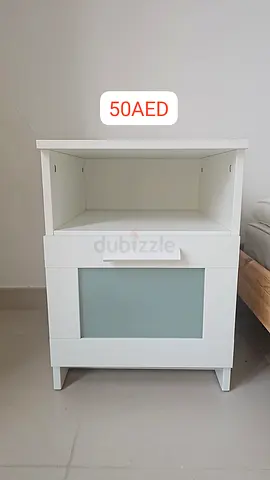 White bedside table with drawer and shelf - good condition ( 4 units)