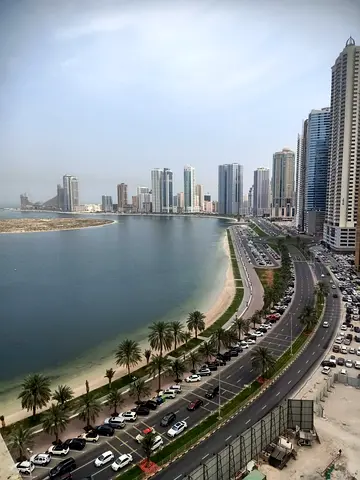 Exclusive price For sale Vacant 1 bedroom with parking Gym, swimming pool and balcony sea view for sale in Al Waha tower, Sharjah, Al Khan