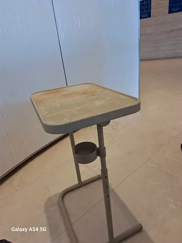Adjustable Small Side Table with Tray - Light Beige