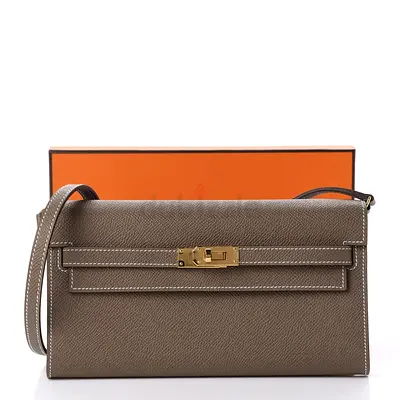 Taupe Leather Crossbody Bag with Gold Hardware (Like New)
