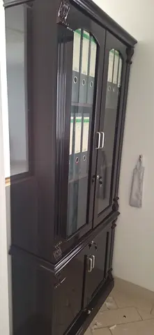 Dark Wood Glass Display Cabinet / Storage Cupboard — Good Condition