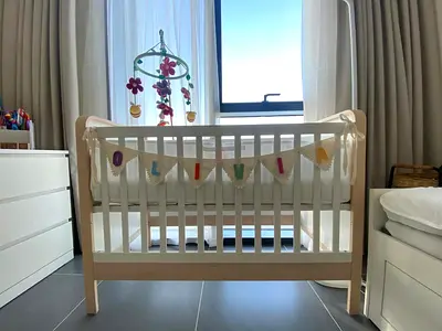 Baby Cot Crib IKEA ÄLSKVÄRD 60x120 + Mattress, Sheets  Bumper - Like New