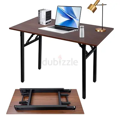 Compact Foldable Study/Work Table - Wood Finish, Metal Legs