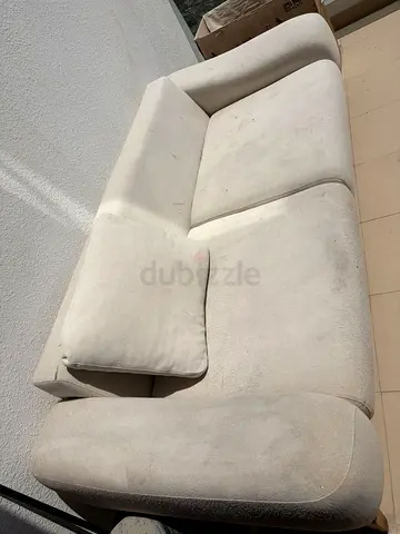 Light beige 2-seater sofa — used, some stains, good structure