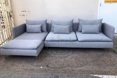 Ikea Sodhremn L Shape Sofa Gray Light Grey Fabric L-Shaped Sofa with Chaise (3-seater)