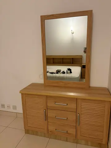 Solid Wood Dresser with Mirror - Light Oak Finish