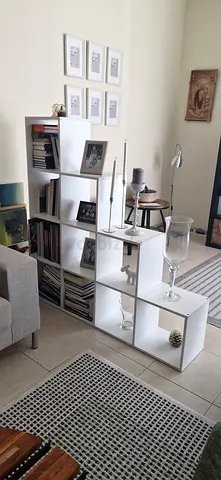 White modular shelving unit - good condition, great for living room or office