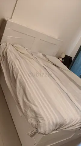 Ikea Malm Modern White Bed with Storage Drawers and new mattress