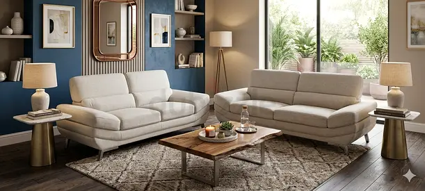 Light Grey Modern 3-seater and 2-seater Sofa Set with Coffee Table