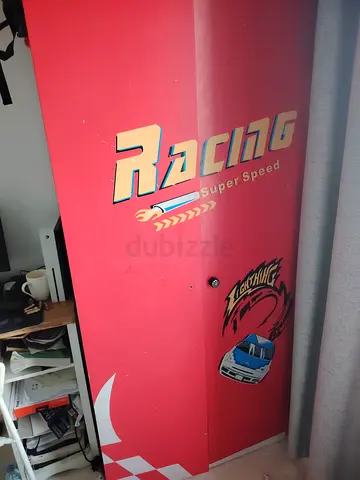 One Red Racing-Themed Kids Wardrobe / Armoire - Good Condition (PAN)