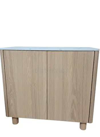 Compact 2-Door Wooden Cabinet - Light Oak Finish