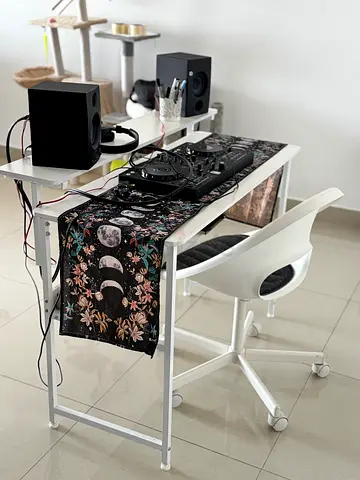 White table with chair