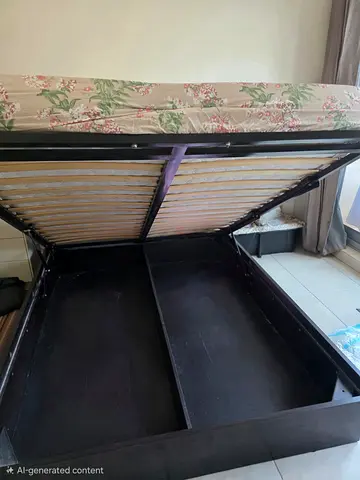 Double bed with hydraulic storage, used - good condition without matress