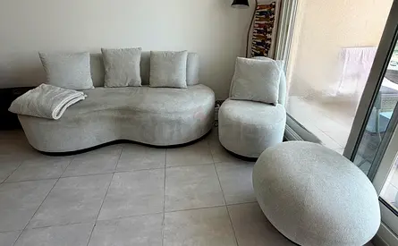 3-Seater Sofa Set + Chair, Pouffe  Cushions