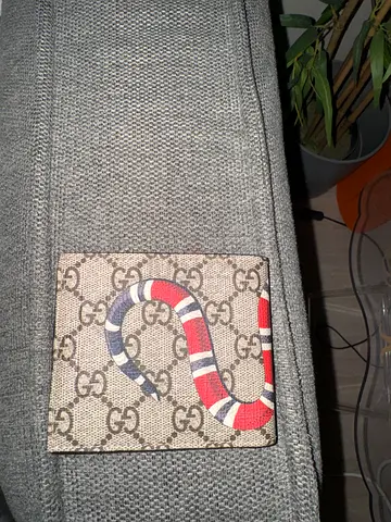 Gucci GG Supreme Bi-fold Wallet with Snake Print - Good Condition