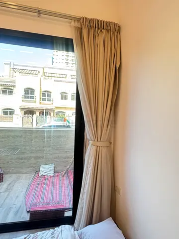 Beige Full-Length Curtains with Tiebacks - perfect Condition