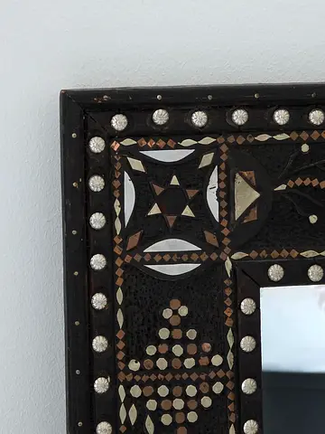 Moroccan Handcrafted Inlaid Wooden Mirror Antique