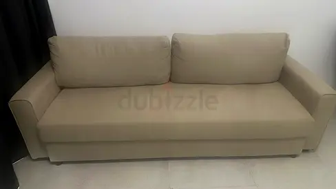 4-seater beige sofa bed with storage - good condition