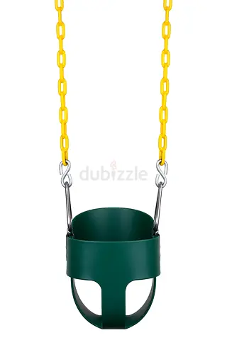 Green Infant Bucket Swing Seat with Yellow Chains - Good Condition
