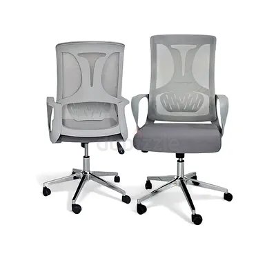 Modern Ergonomic Grey Mesh Office Chair with Lumbar Support