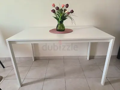 IKEA White Dining Table - 4 Seater, Great Condition,  125*75 cm size