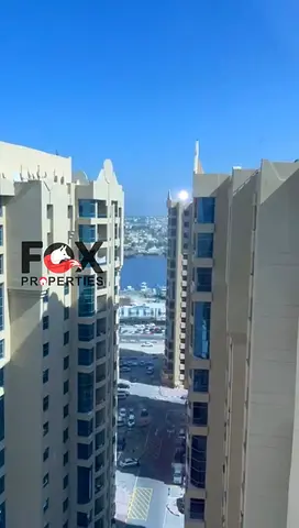1BR apartment in Ajman Creek Towers, 1200 sq.ft, partial creek view. AED 320,000 unfurnished or AED 340,000 furnished. Great deal
