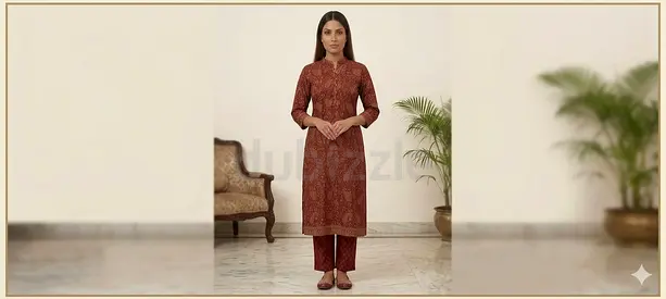 Red embroidered traditional kurta  - Size large (excellent condition)